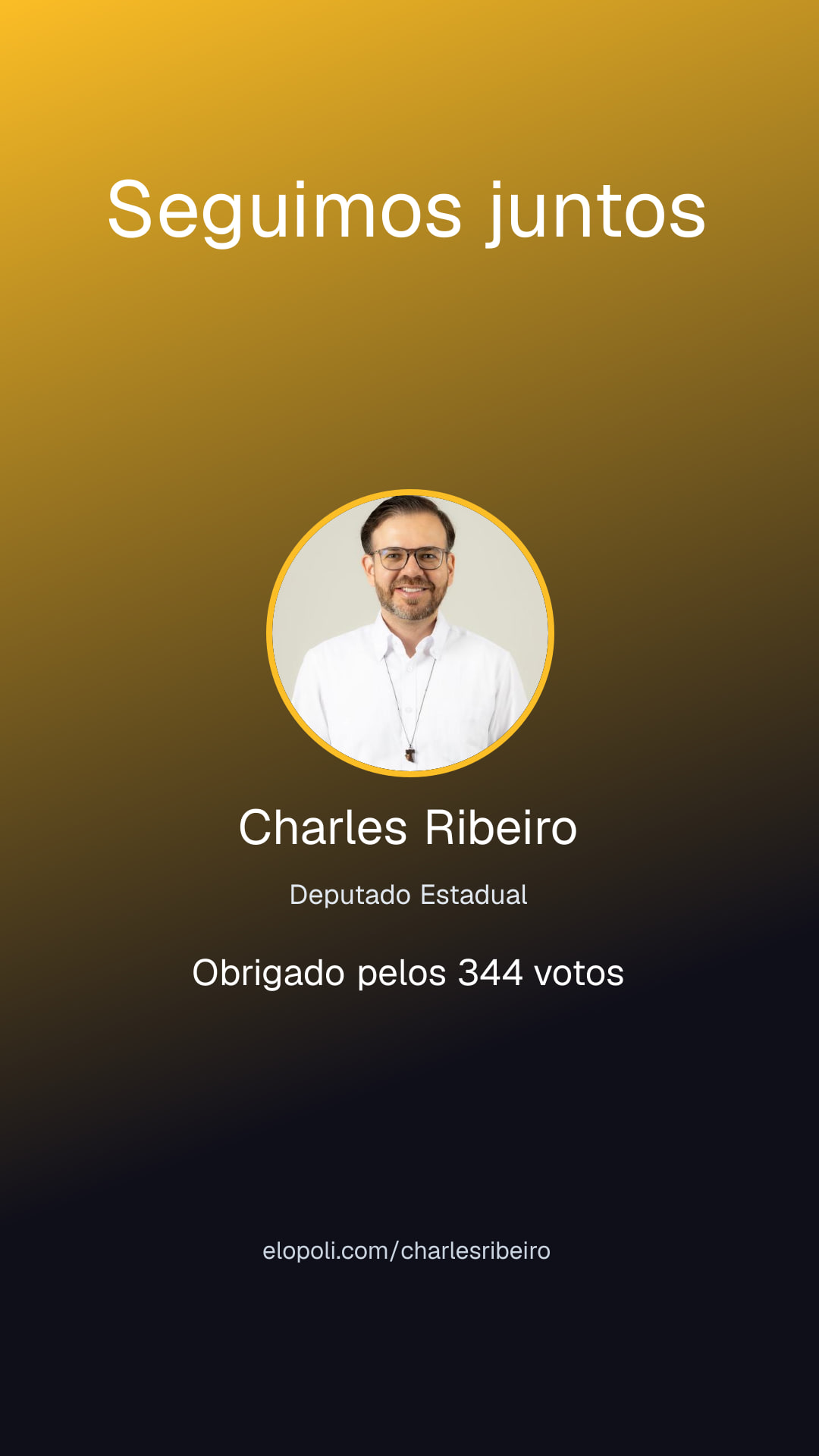 Card "Seguimos juntos" de Charles Ribeiro  para compartilhar
